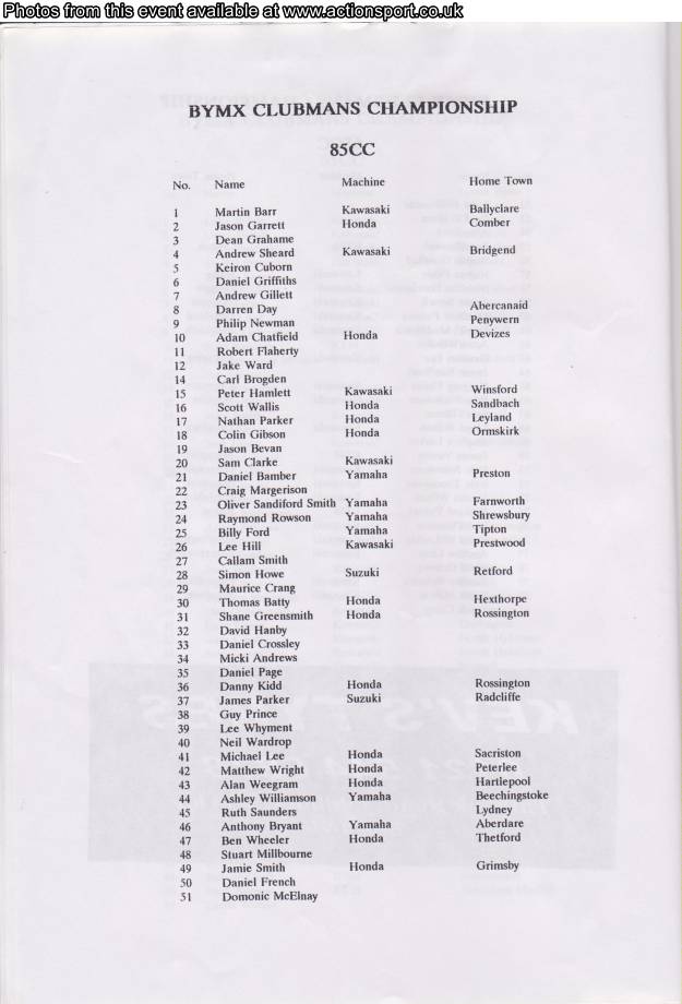 Event programme page